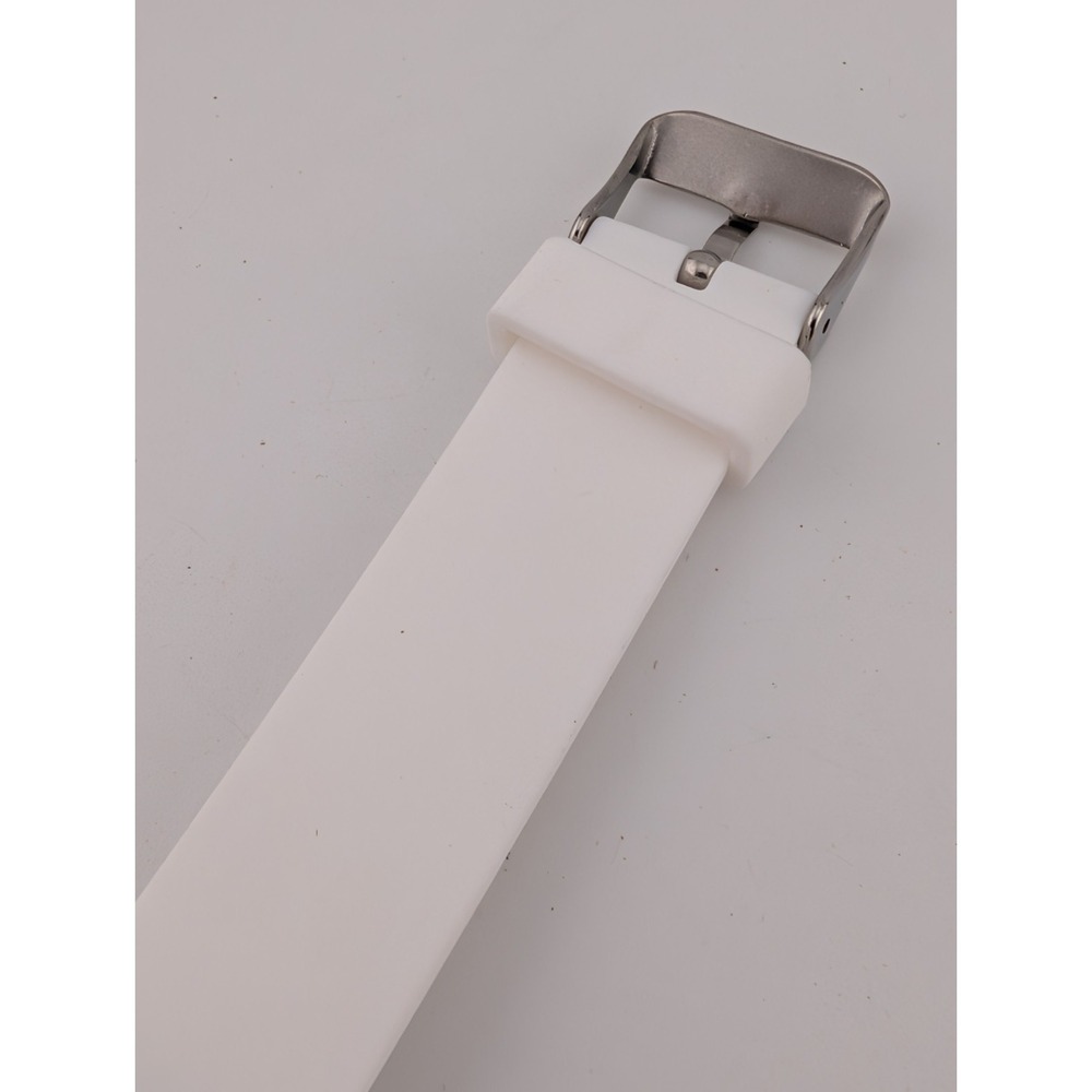 Pulsometer Unisex Watch 38mm Silver Case White Silicone Band- New Battery - Picture 8 of 9